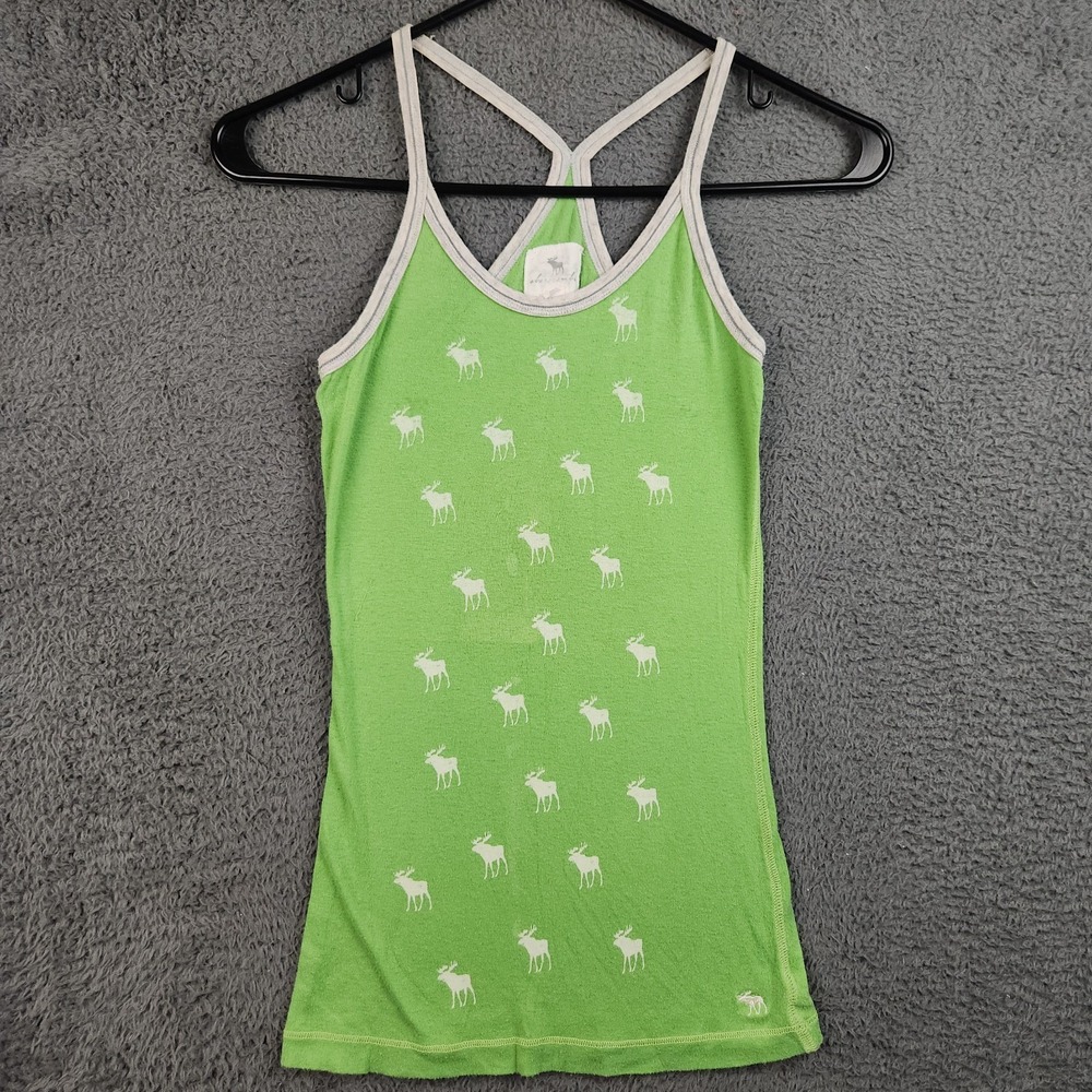 Vintage Abercrombie & Fitch Y2K Ribbed Fitted Tank Top XS/JR XL Racer Back Moose